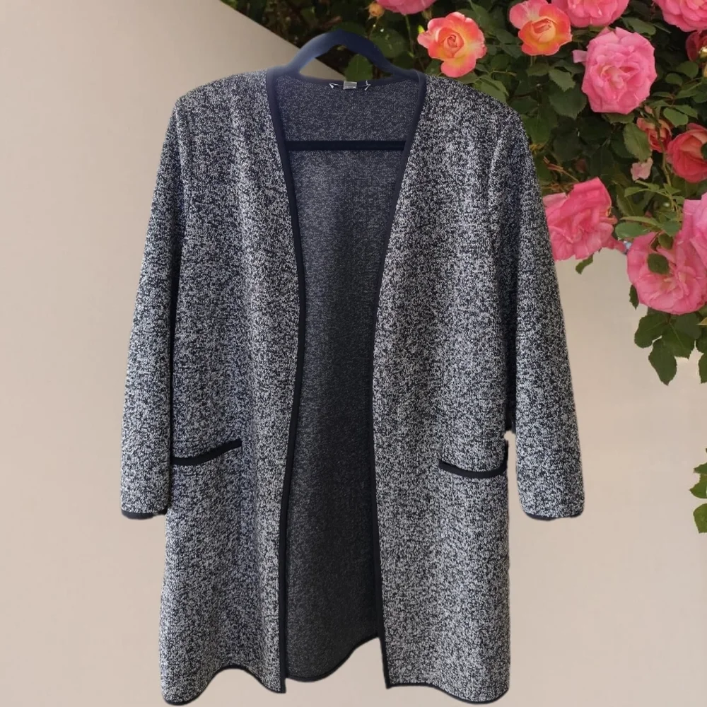 Elegant TAHARI Arthur Levine Open Front Jacket Classic Courture Timeless Tweed